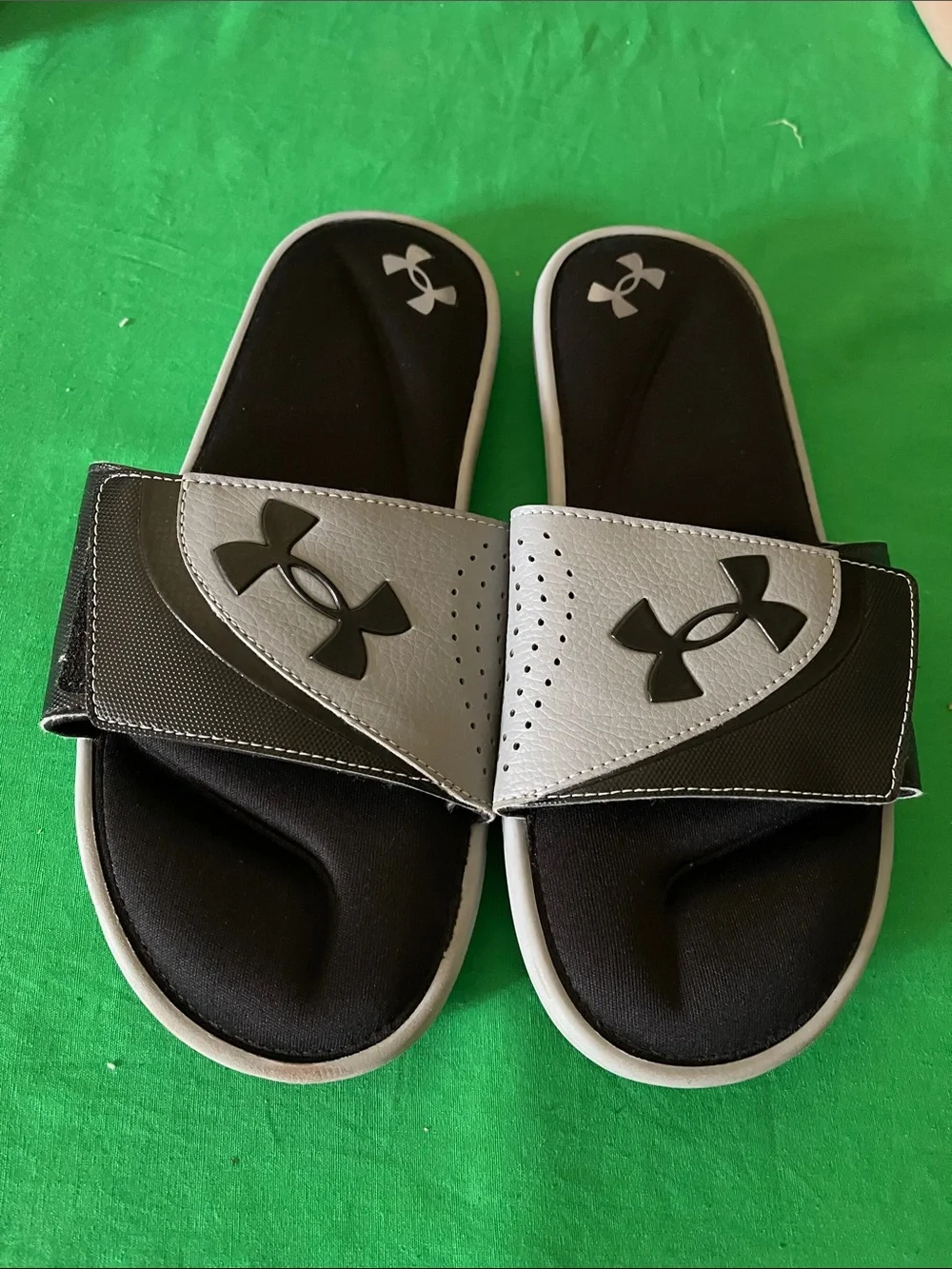 Under Armour Kids Black and Gray Slide Sandals with Logo